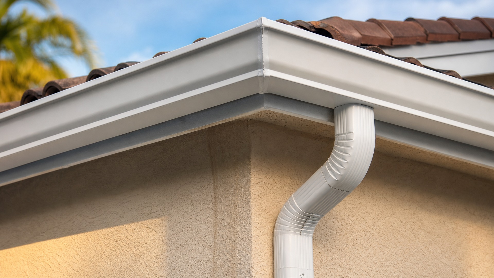 Emergency gutter repair on a storm-damaged Tampa Bay home